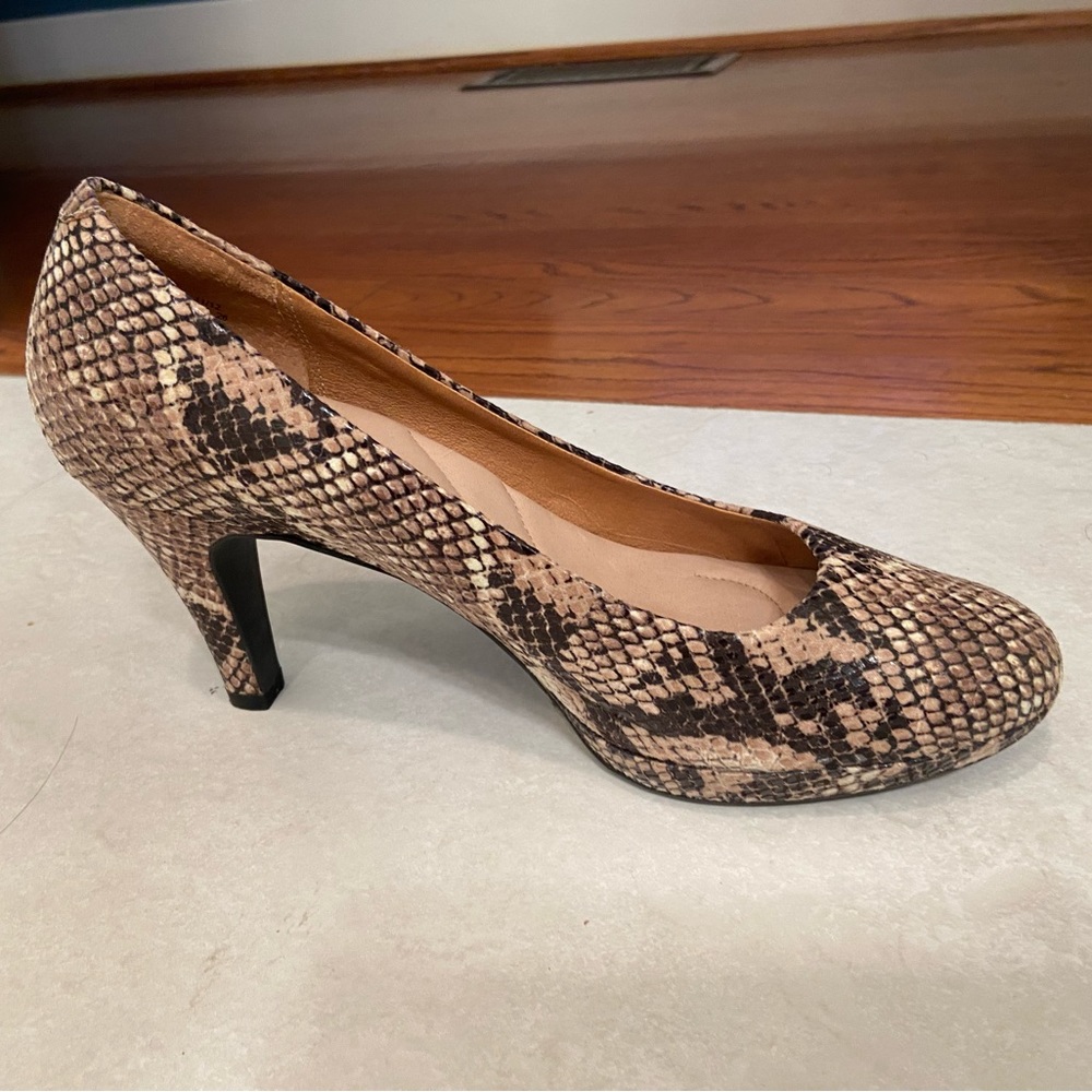 Clarks Snakeskin Pattern Heels - Brown and Black